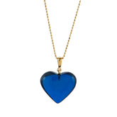 Blue Amber Heart Pendant & Chain Necklace 14K Gold Plated - Amber Alex Jewelry